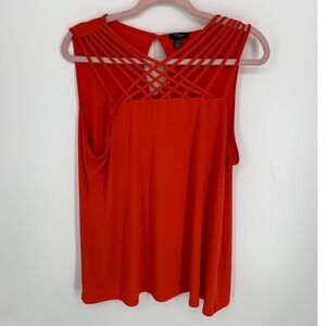 Cupio XL Orange Strappy Neck Sleeveless Top